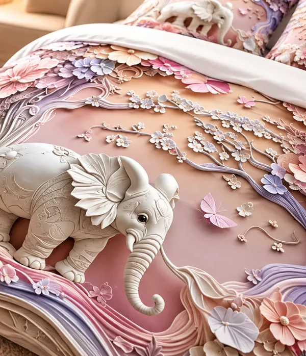 Microfiber_Pastel_Elephant_Floral_Digital_Print_Bedsheet_With_Pillow_Covers