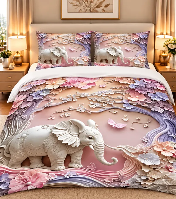Microfiber_Pastel_Elephant_Floral_Digital_Print_Bedsheet_With_Pillow_Covers