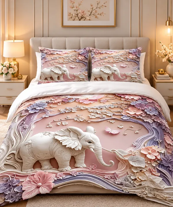 Micro_Fiber_Digital_Elephant_Floral_Print_Bedsheet_With_Pillow_Covers