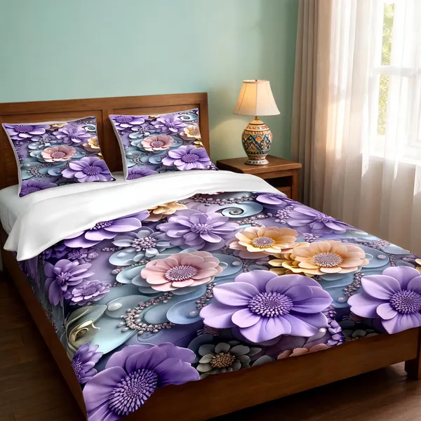 Micro_Fiber_Digital_Purple_Floral_Print_Bedsheet_With_Pillow_Covers