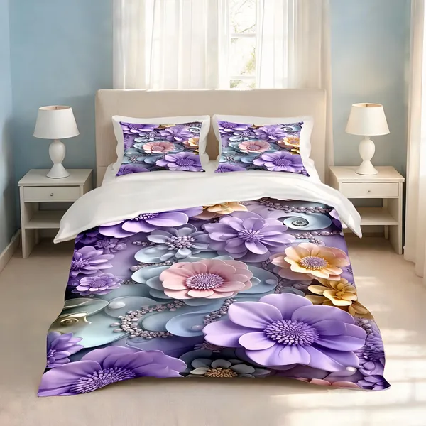 Micro_Fiber_Digital_Purple_Floral_Print_Bedsheet_With_Pillow_Covers