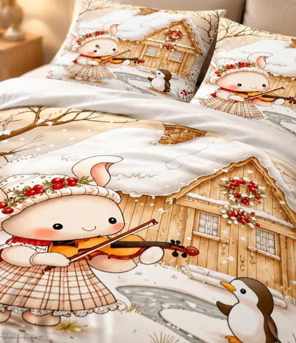 Microfiber_Winter_Cartoon_Snow_Scene_Bedsheet_With_Pillow_Covers