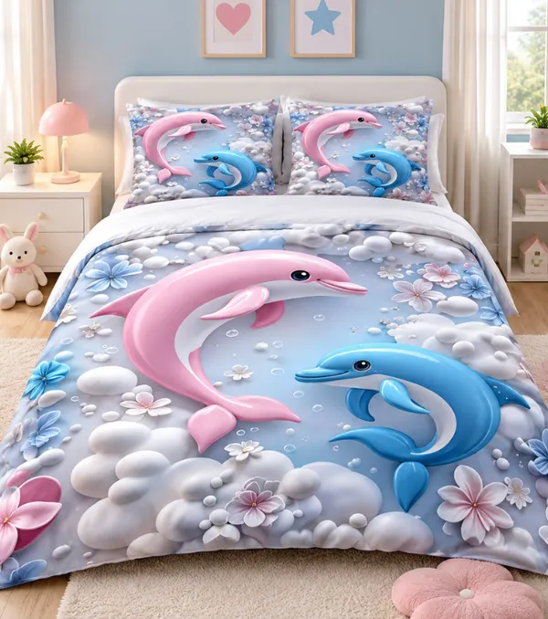 Micro_Fiber_Digital_Dolphin_Print_Bedsheet_With_Pillow_Covers