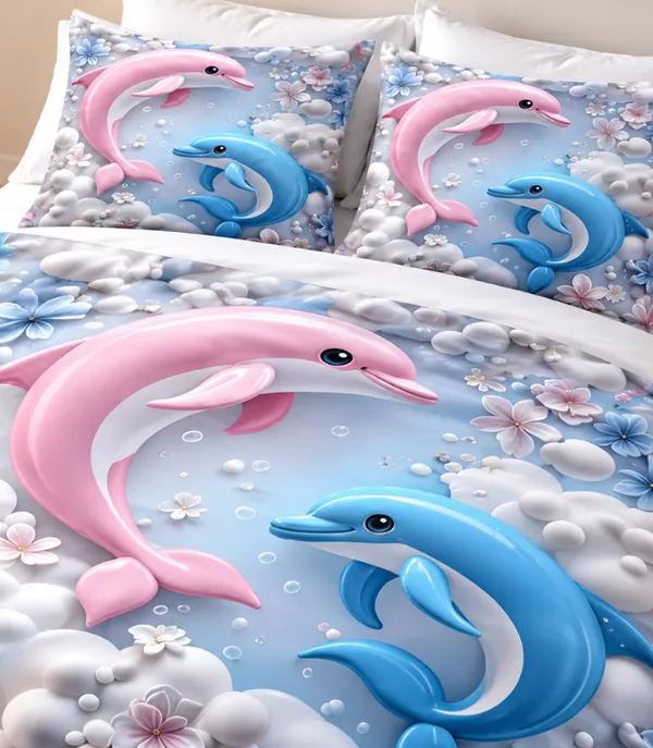 Micro_Fiber_Digital_Dolphin_Print_Bedsheet_With_Pillow_Covers