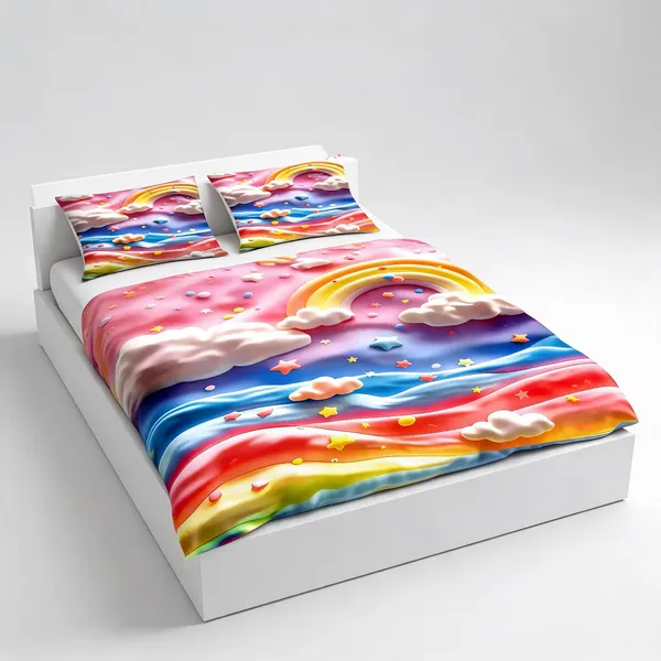 Microfiber_Rainbow_Cloud_Star_Digital_Print_Bedsheet_With_Pillow_Covers