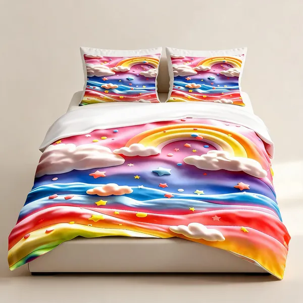 Microfiber_Rainbow_Cloud_Star_Digital_Print_Bedsheet_With_Pillow_Covers