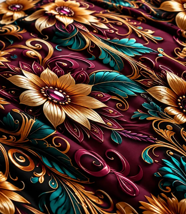 Microfiber_Ornate_Floral_Burgundy_Teal_Digital_Print_Bedsheet_With_Pillow_Covers