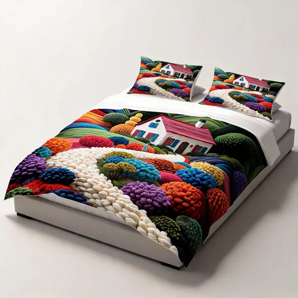 Micro_Fiber_Digital_Cottage_Scenic_Landscape_Print_Bedsheet_With_Pillow_Covers