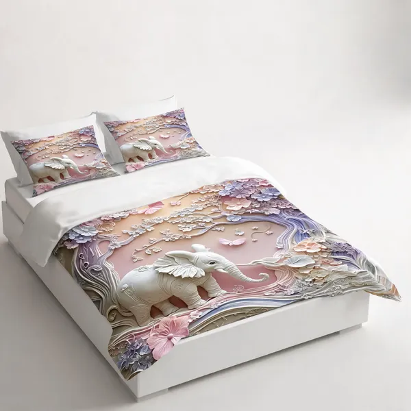 Microfiber_Pastel_Elephant_Floral_Digital_Print_Bedsheet_With_Pillow_Covers