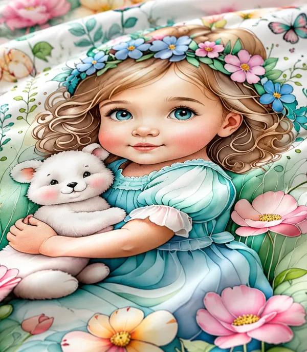 Microfiber_Floral_Girl_Teddy_Bear_Digital_Print_Bedsheet_With_Pillow_Covers