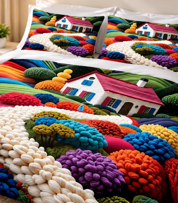 Micro_Fiber_Digital_Cottage_Scenic_Landscape_Print_Bedsheet_With_Pillow_Covers
