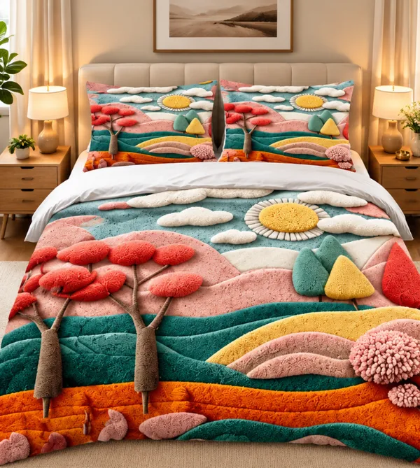 Microfiber_Landscape_Clouds_Hills_Digital_Print_Bedsheet_With_Pillow_Covers