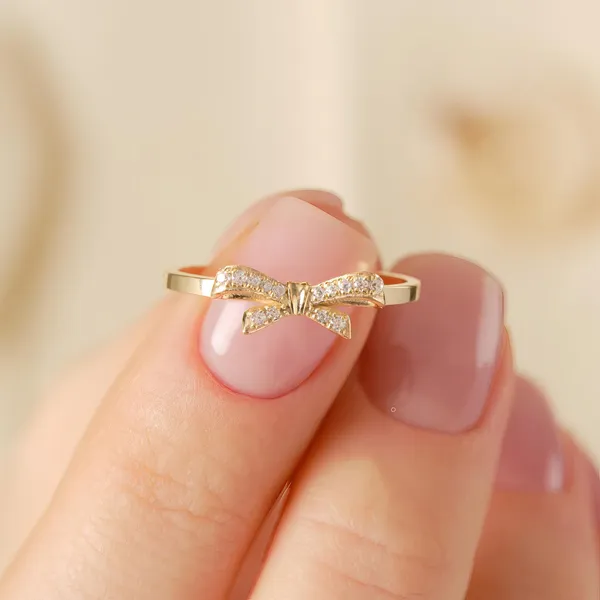 Gold_Tone_Sterling_Silver_Bow_Design_Ring_For_Women