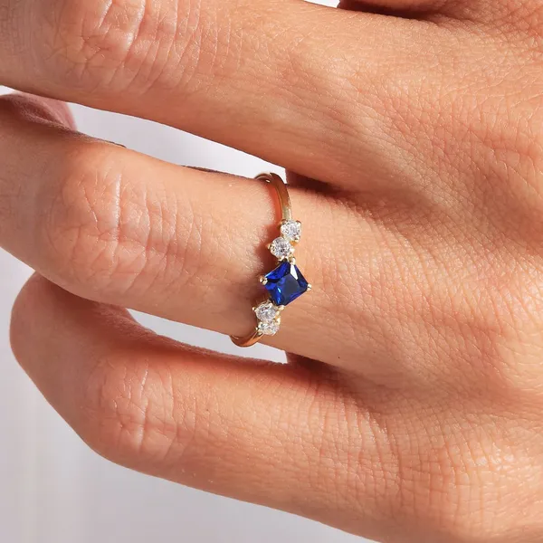 Gold_Sterling_Silver_Blue_Stone_Accent_Ring_For_Women