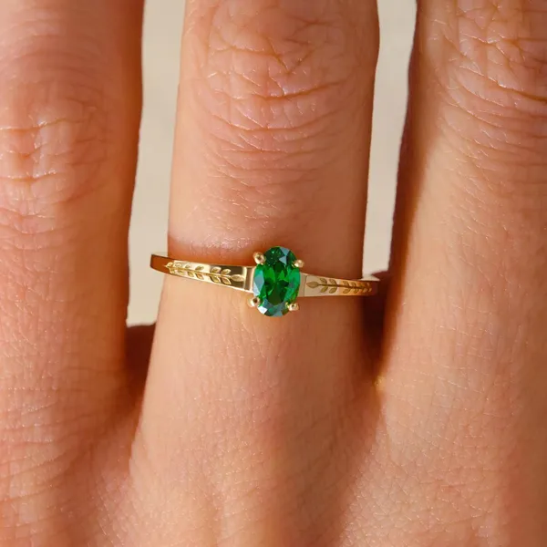 Gold_Tone_Sterling_Silver_Green_Stone_Ring_For_Women