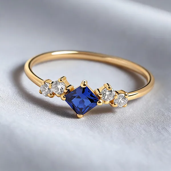 Gold_Sterling_Silver_Blue_Stone_Accent_Ring_For_Women