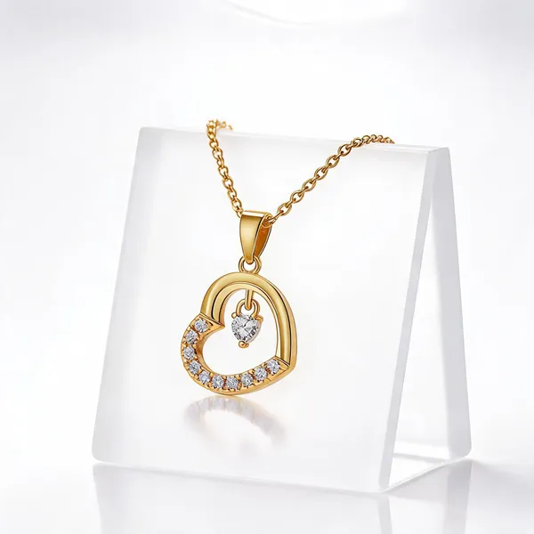 Gold_Tone_Sterling_Silver_Heart_Pendant_Necklace_For_Women