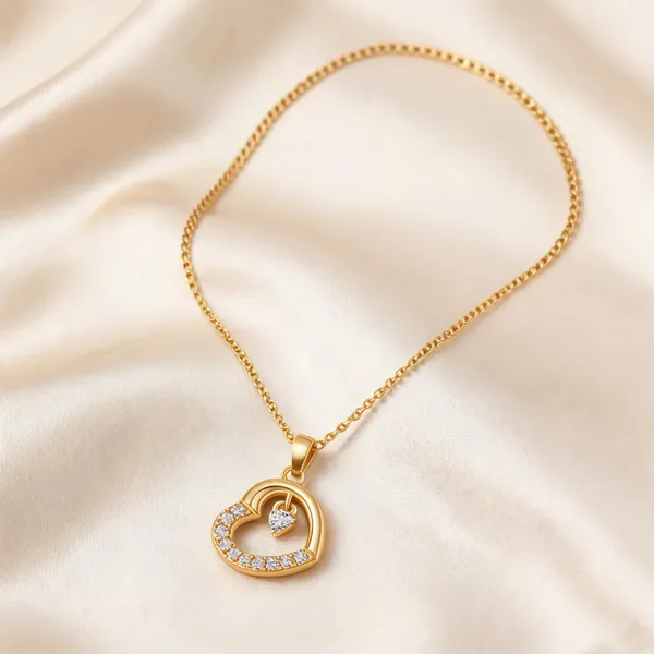 Gold_Tone_Sterling_Silver_Heart_Pendant_Necklace_For_Women