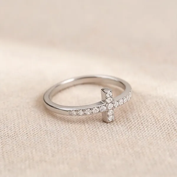 Silver_Sterling_Silver_Rhodium_Plated_Moissanite_Cross_Ring_For_Women