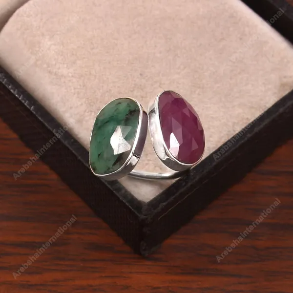 925Silver_Tone_Dual_Stone_ruby_emerald_Statement_Ring