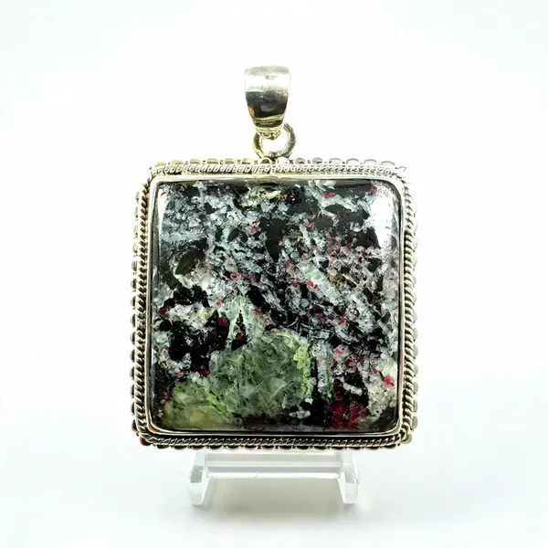 Green_Black_Silver_925_Square_Staurolite_Stone_Pendant_Necklace_For_Men_And_Women