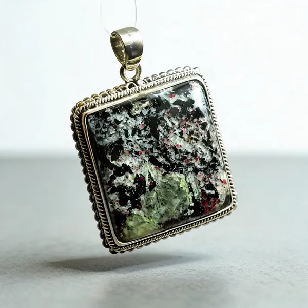 Green_Black_Silver_925_Square_Staurolite_Stone_Pendant_Necklace_For_Men_And_Women