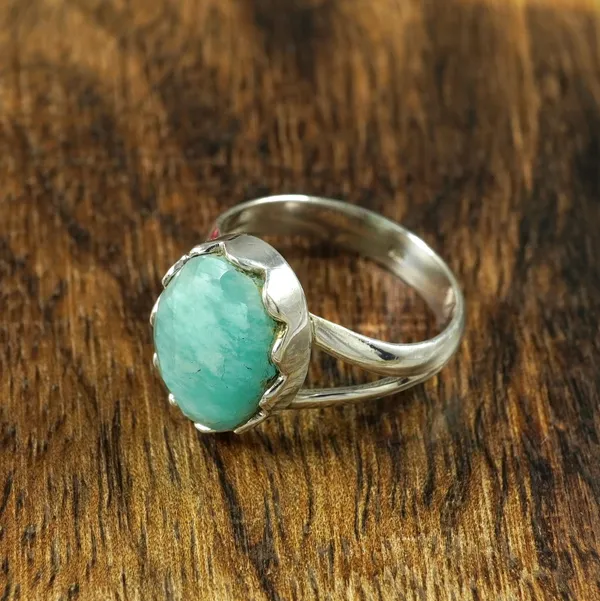 Silver-Tone_Oval__Amazonite_stone__Ring
