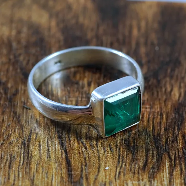 Lab_grown_emerald_925Silver_Tone__Signet_Ring_for_Men