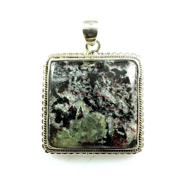 Canadian_Staurolite_Green_Black_Square_Stone_Pendant_Necklace
