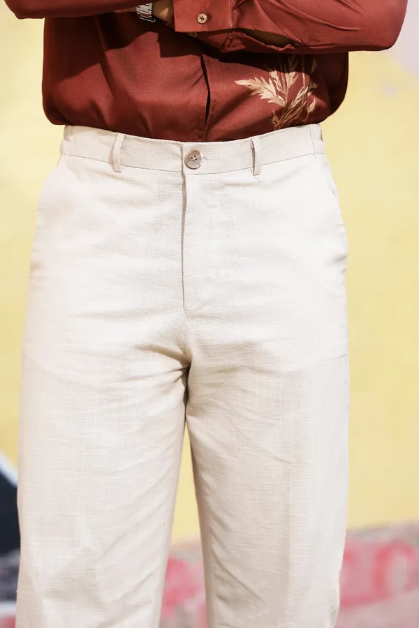 Cream_Cotton_Linen_Relaxed_Fit_Trousers_For_Men