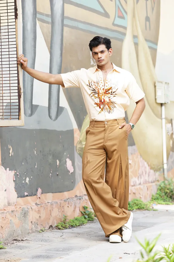 Tan_Poly_Blend_Wide_Leg_Trouser_For_Men