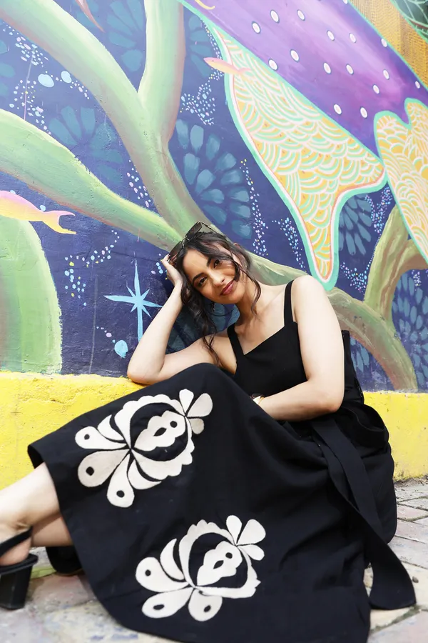 Black_Cotton_Linen_Sleeveless_Flared_Long_Dress_For_Women