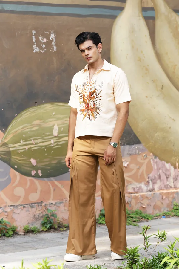 Cream_Cotton_Linen_Floral_Print_Regular_Fit_Shirt_For_Men