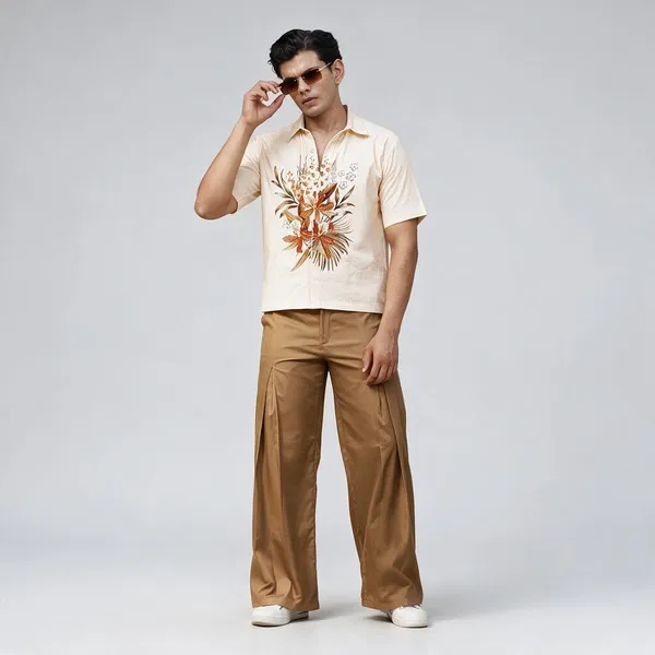 Cream_Cotton_Linen_Floral_Print_Regular_Fit_Shirt_For_Men