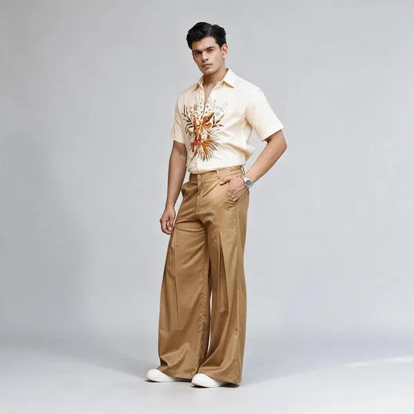 Tan_Poly_Blend_Wide_Leg_Trouser_For_Men