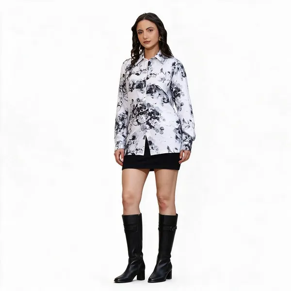 White_Cotton_Floral_Print_Relaxed_Fit_Shirt_And_Trouser_For_Unisex