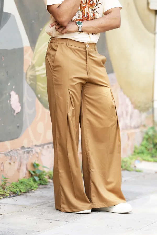 Tan_Cotton_Linen_Wide_Leg_Trouser_And_Shirt_For_Men