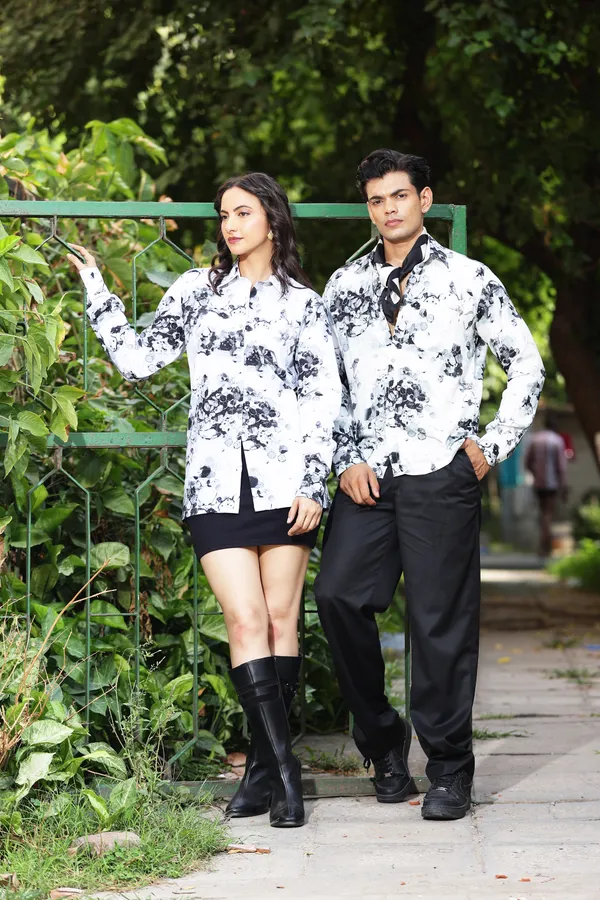 White_Cotton_Floral_Print_Relaxed_Fit_Shirt_And_Trouser_For_Unisex