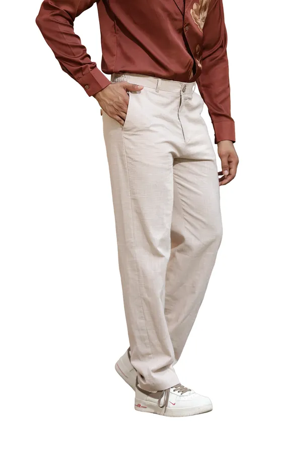 Cream_Cotton_Linen_Relaxed_Fit_Trousers_For_Men