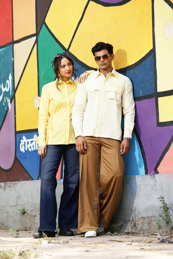 Yellow_And_Cream_Cotton_Relaxed_Fit_Shirt_And_Trouser_For_Unisex