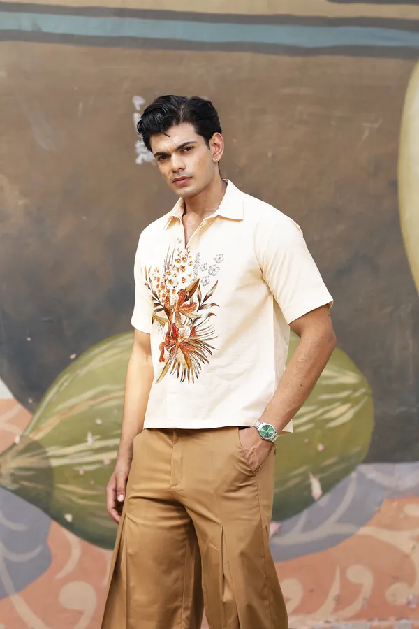 Cream_Cotton_Linen_Floral_Print_Regular_Fit_Shirt_For_Men
