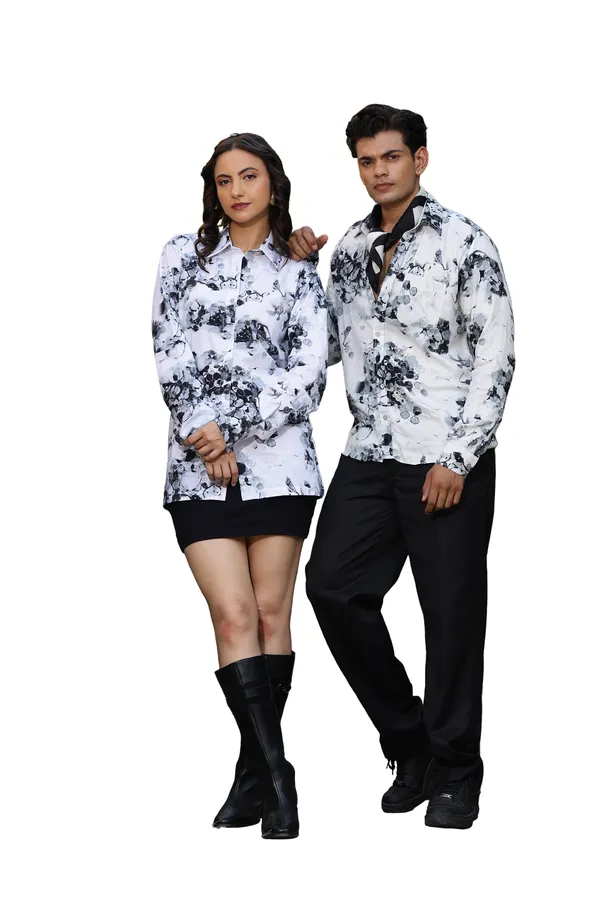 White_Cotton_Floral_Print_Relaxed_Fit_Shirt_And_Trouser_For_Unisex