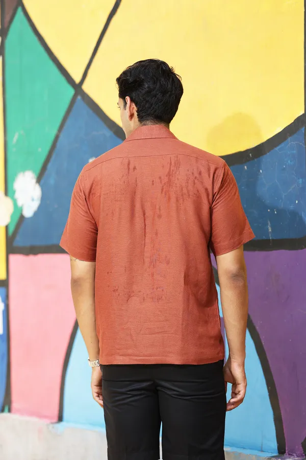 Rust_Floral_Print_Short_Sleeve_Shirt_for_Men