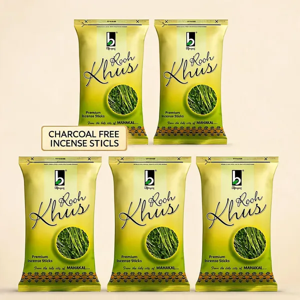 Bhojraj_Rooh_Khus_Charcoal_Free_Incense_Sticks_Pack_Of_5