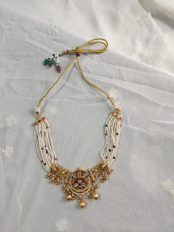 Gold_Tone_Temple_Necklace_And_Earrings_Set