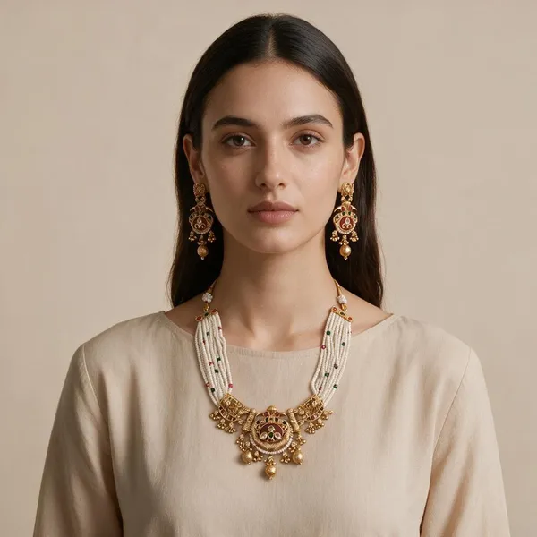 Gold_Rani_Green_Spelter_Alloy_Temple_Style_Stone_Necklace_And_Earrings_Set_For_Women