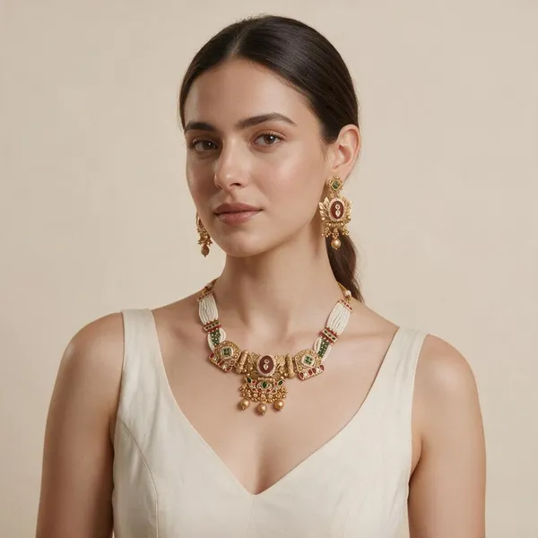 Multicolor_Spelter_Alloy_Traditional_Pearl_Beaded_Stone_Necklace_Set_For_Women