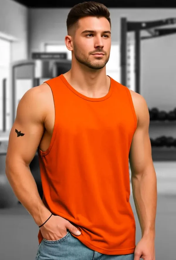 Orange_Sleeveless_Regular_Fit_Tank_Top_for_Men