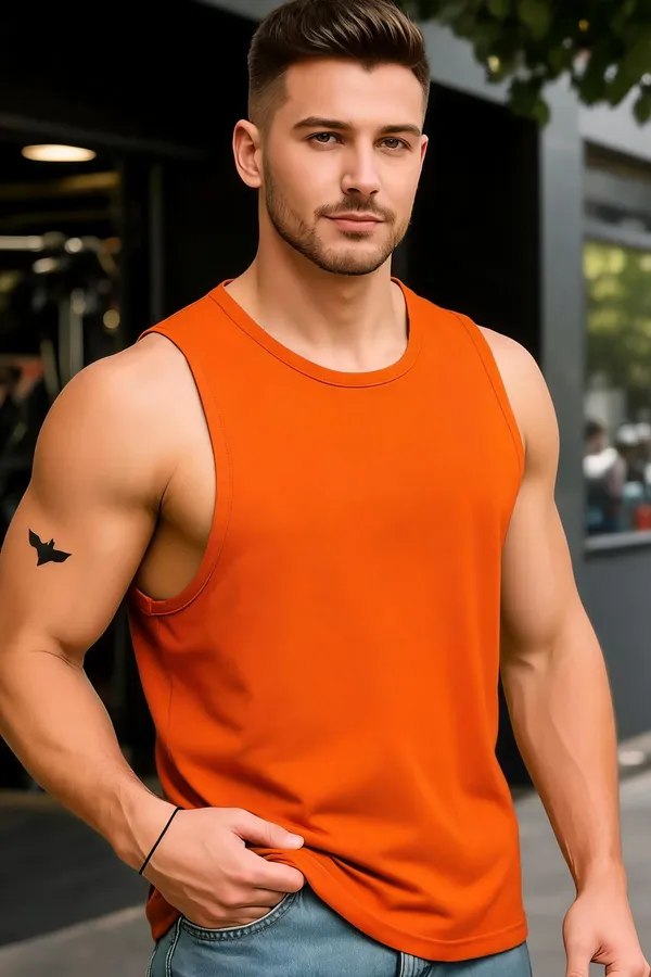 Orange_Sleeveless_Regular_Fit_Tank_Top_for_Men
