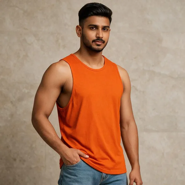 Orange_Sleeveless_Regular_Fit_Tank_Top_for_Men